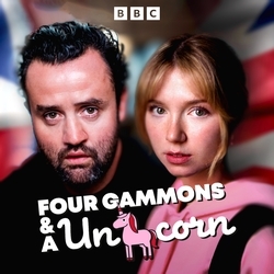 Book cover of Four Gammons and a Unicorn by Katie Sayer