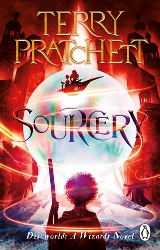 Book cover of Sourcery by Terry Pratchett