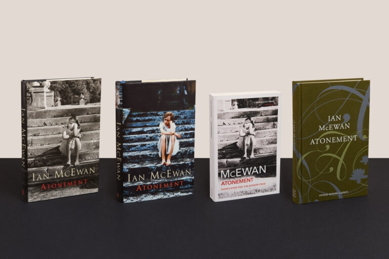 A photograph of four editions of Atonement