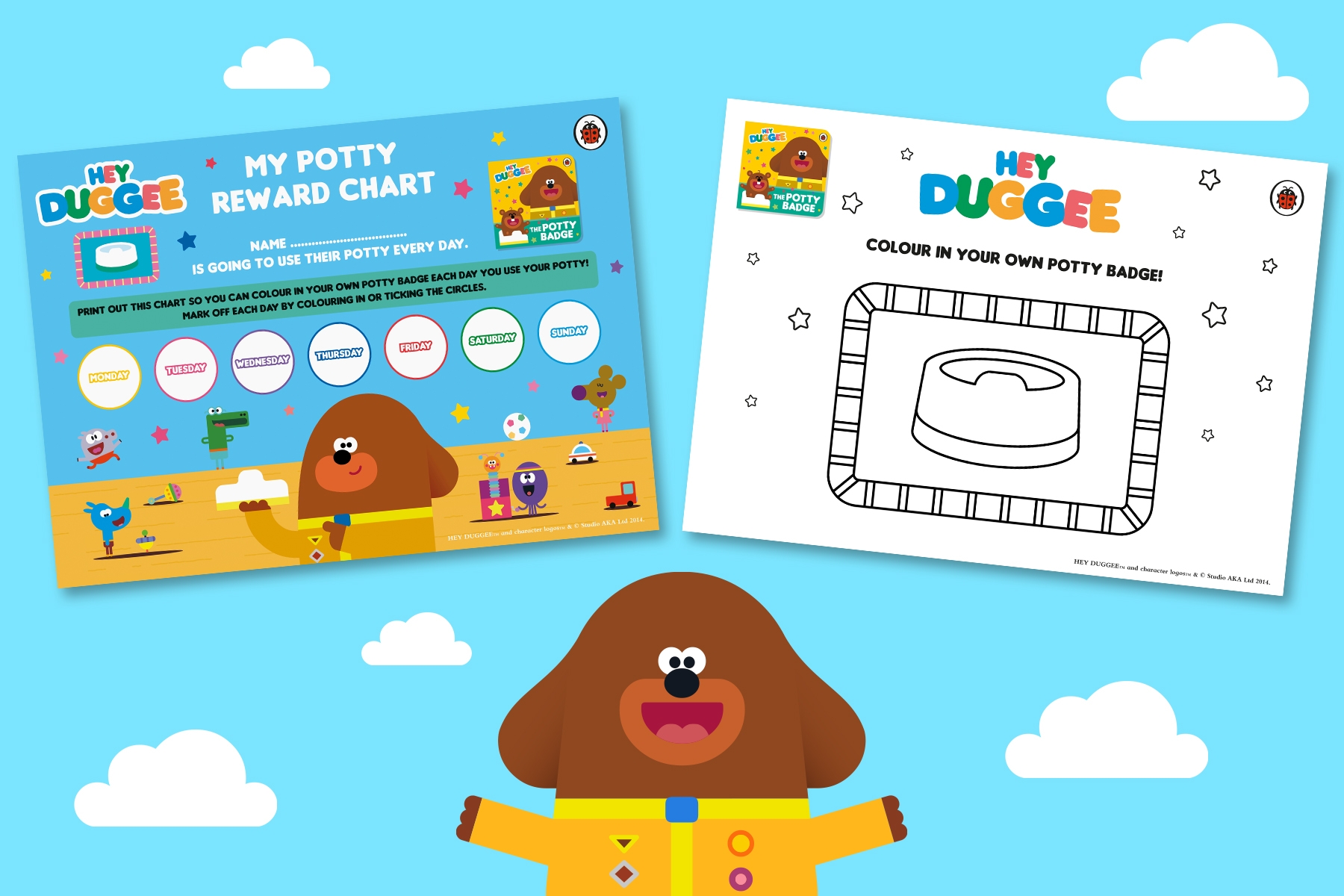 Download a Hey Duggee potty training chart and badge