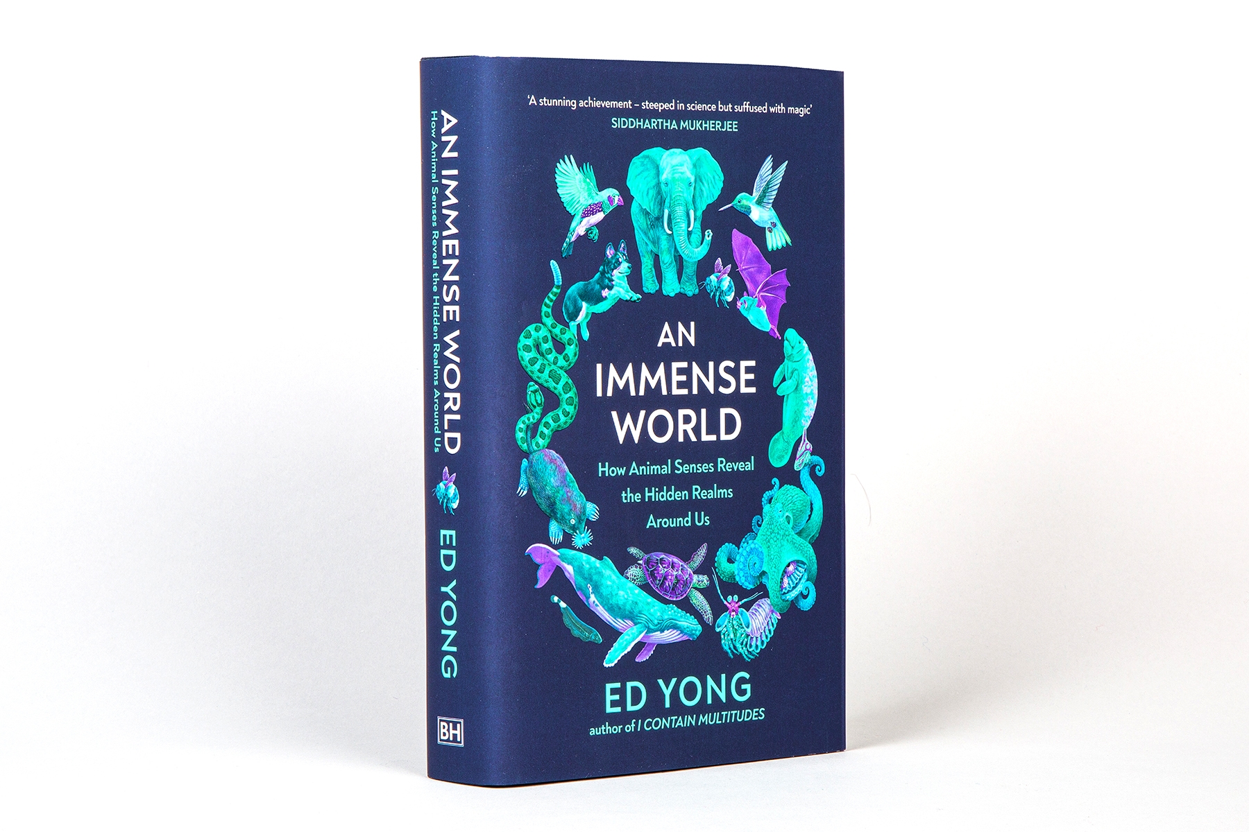 Book, An Immense World by Ed Yong, standing upright at a slight angle