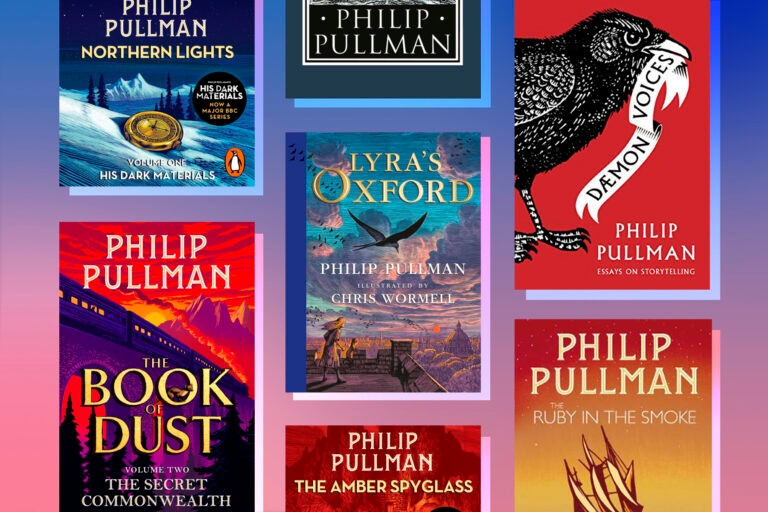 A flatlay of Philip Pullman books